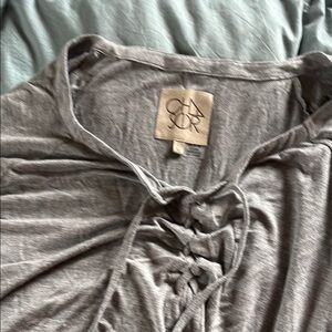 Gray Lace-Up Top - south moon under